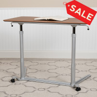 Flash Furniture NAN-IP-6-1-CH-GG Sit-Down, Stand-Up Cherry Computer Ergonomic Desk with 37.375